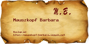 Mauszkopf Barbara névjegykártya